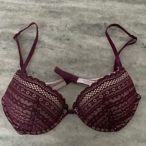 Victoria’s Secret Plunge Push Up Bra - 32D - Maroon
